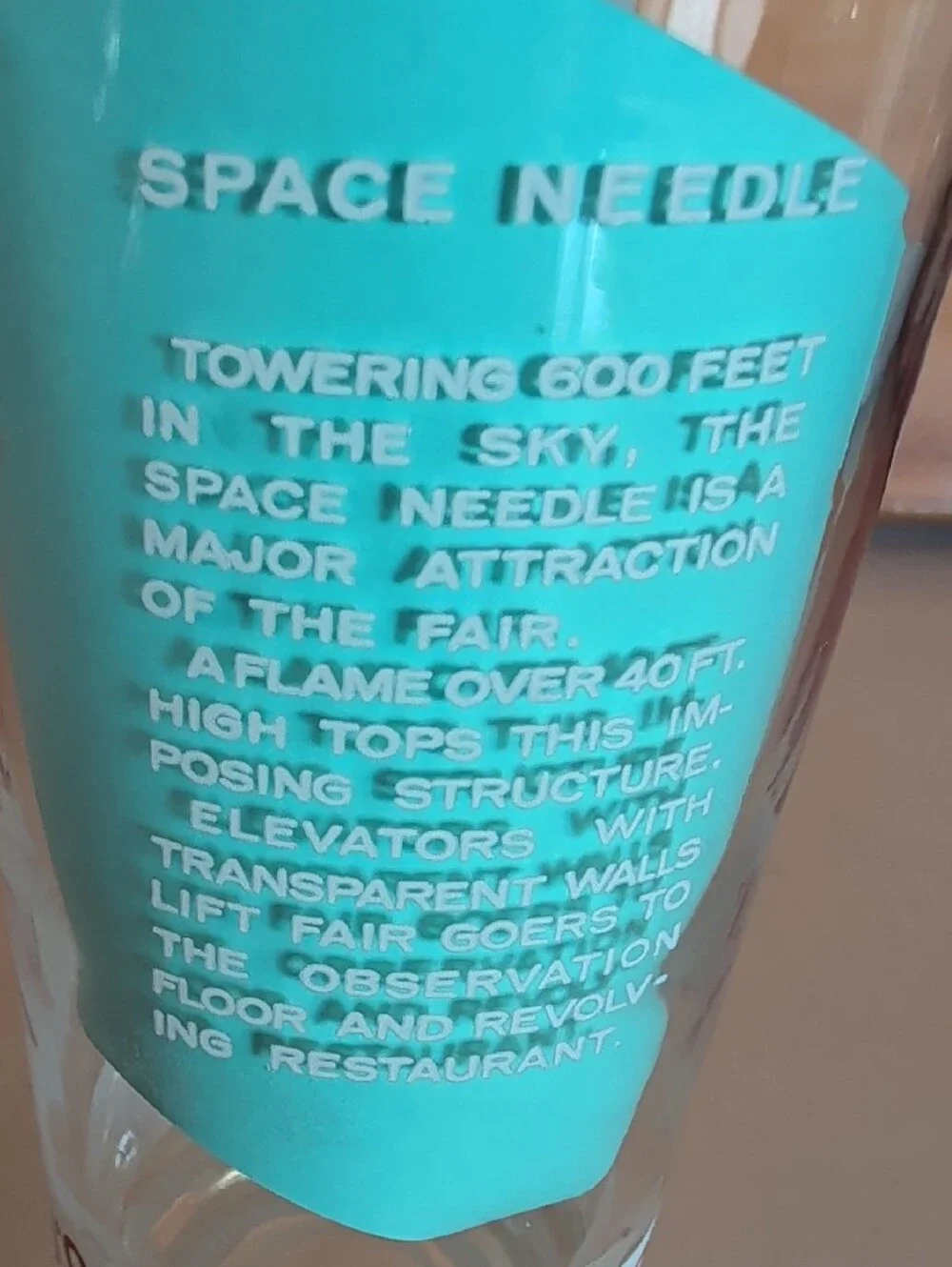 1962 Seattle World Fair Tower Red Graphic Pint Glass.